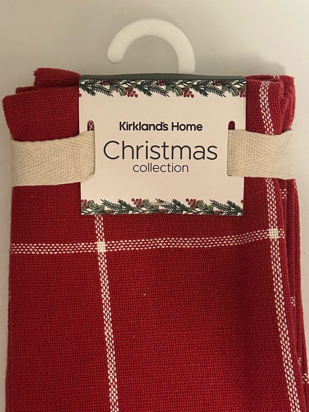 Kirkland's Home Red Plaid Christmas Kitchen Towels
